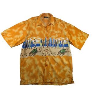 Pacific & Co Hawaiian Shirt Button Front Mens XXL Surf Boards Tropical Polyester